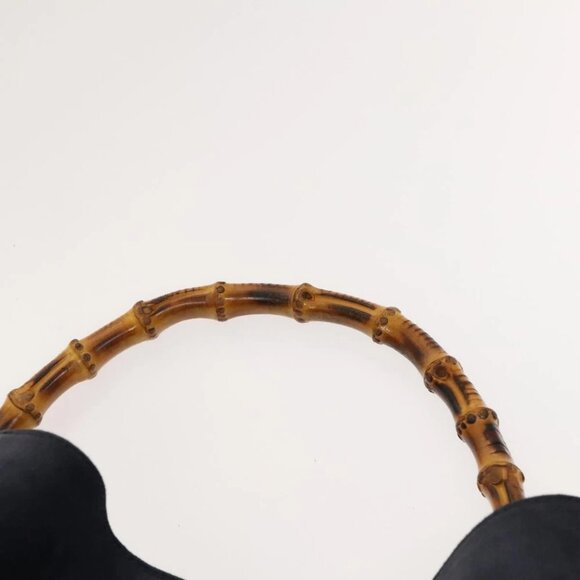 GUCCI Bamboo Shoulder Bag Suede Black Gold 001 1781 1577 Auth 127368 - Picture 9 of 14